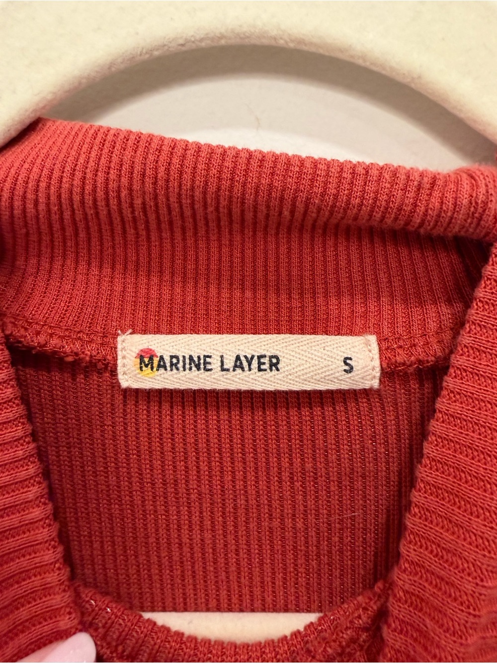 Marine Layer Burnt Orange Ribbed Mock Neck Short Sleeve Top Size Small - Picture 2 of 5